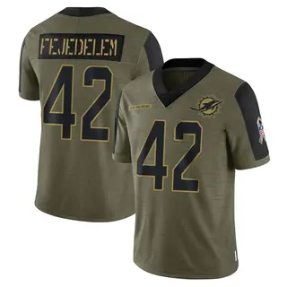 Limited Men's Clayton Fejedelem Miami Dolphins Nike 2021 Salute To Service Jersey - Olive