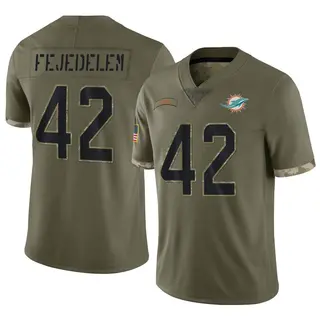 Limited Men's Clayton Fejedelem Miami Dolphins Nike 2022 Salute To Service Jersey - Olive