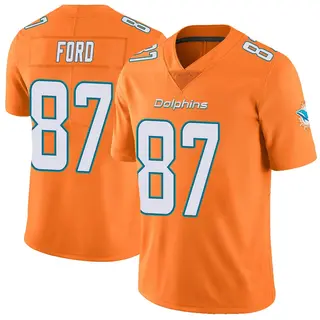 Limited Men's Isaiah Ford Miami Dolphins Nike Color Rush Jersey - Orange