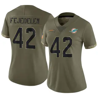 Limited Women's Clayton Fejedelem Miami Dolphins Nike 2022 Salute To Service Jersey - Olive