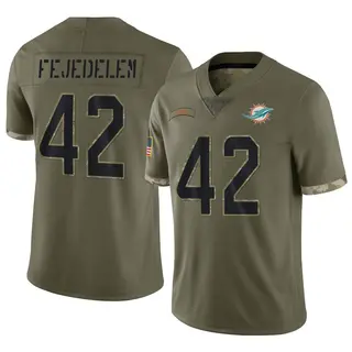 Limited Youth Clayton Fejedelem Miami Dolphins Nike 2022 Salute To Service Jersey - Olive
